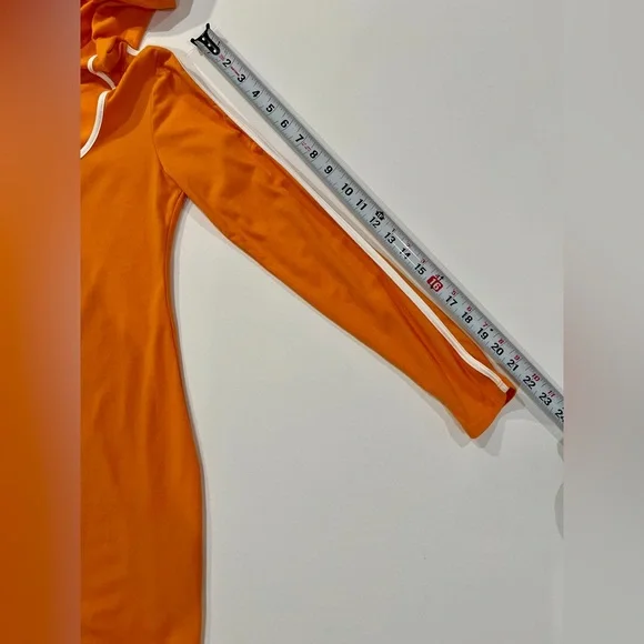 Heart & Hips 90’s Long Sleeve Orange Dress Sporty Mini Hooded Y2K - Picture 6 of 10